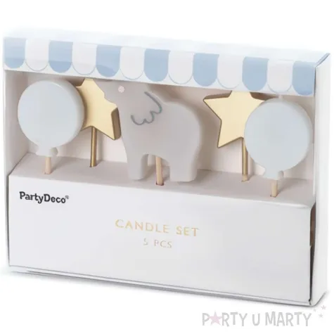 swieczki na tort slonik partydeco 5 cm 5 szt