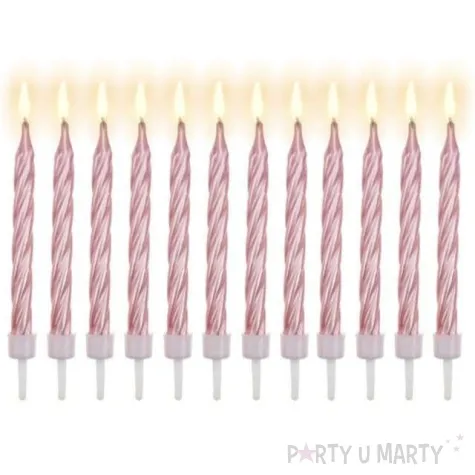 swieczki na tort spiralne 12 12 rozowe