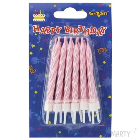 swieczki na tort spiralne 12 12 rozowe