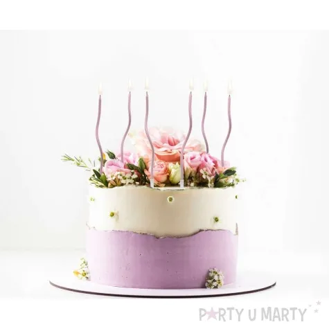 swieczki na tort swiderki metaliczne rozowe zloto godan 6 szt