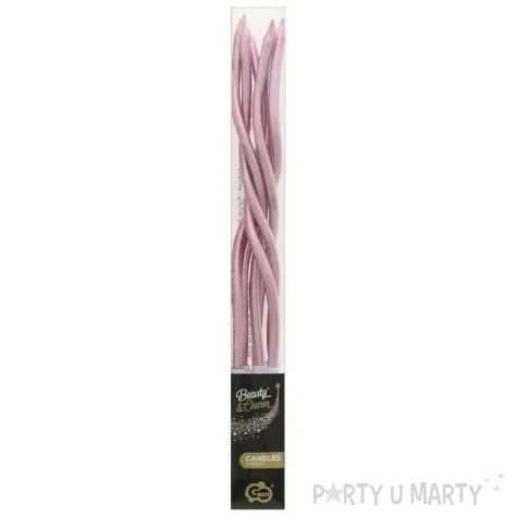 swieczki na tort swiderki metaliczne rozowe zloto godan 6 szt