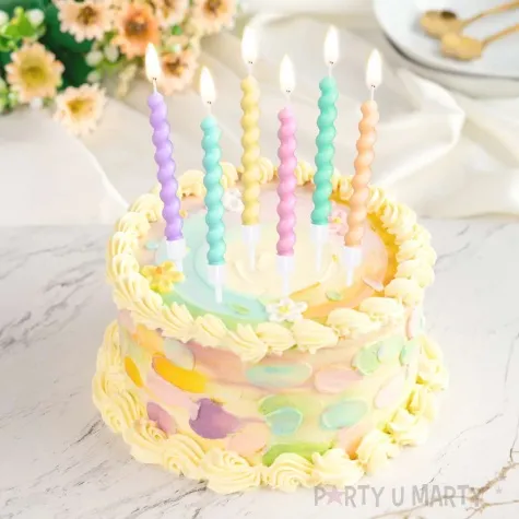 swieczki na tort swiderki pastelowa kompozycja mix partypal 7 5 cm 6 szt