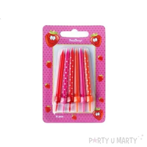 swieczki na tort truskaweczka partydeco 6 szt