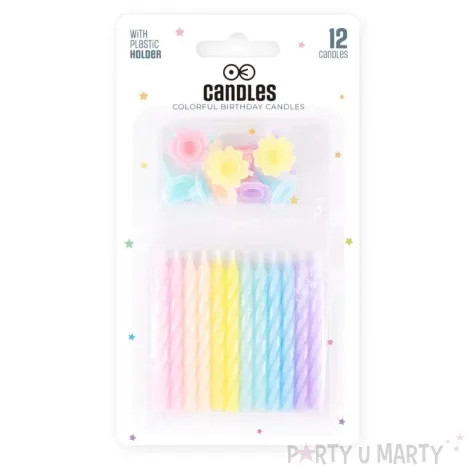 swieczki na tort twister pastel mix partypal 12 szt