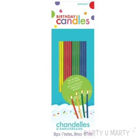 swieczki na tort ultra thin kolorowe amscan 18 szt