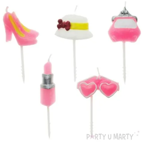 swieczki na tort wysokie obcasy rozowe partypal 5 szt