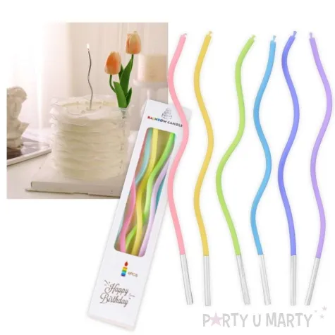 swieczki na tort zakrecone mix 7 7 6 szt