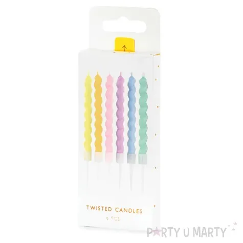 swieczki na tort zakrecone mix kolorow partydeco 8 5 cm 6 szt