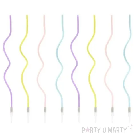 swieczki na tort zakrecone mix partydeco 8 szt