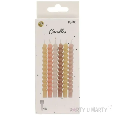swieczki na tort zakrecone pastelowe jasne mix folat 12 szt