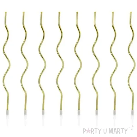 swieczki na tort zakrecone zlote partydeco 8 szt