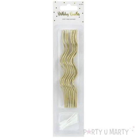 swieczki na tort zakrecone zlote partydeco 8 szt