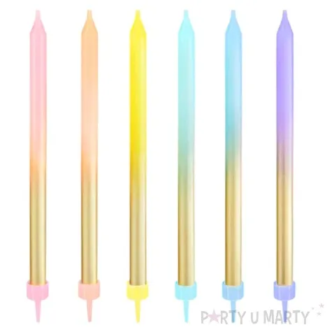 swieczki na tort zloto pastelowe mix partypal 12 5 cm 6 szt