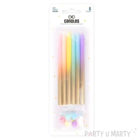 swieczki na tort zloto pastelowe mix partypal 12 5 cm 6 szt