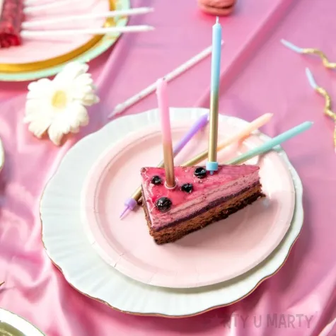 swieczki na tort zloto pastelowe mix partypal 12 5 cm 6 szt
