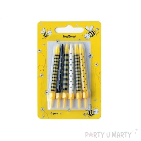 swieczki na tort zolte pszczolki partydeco 6 szt
