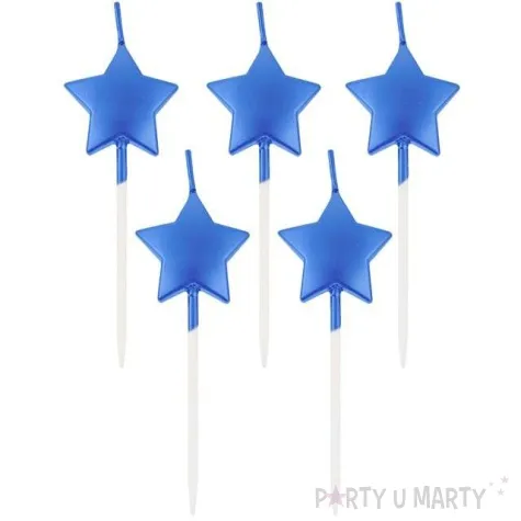 swieczki pikery gwiazdki niebieskie metaliczne godan 5 szt