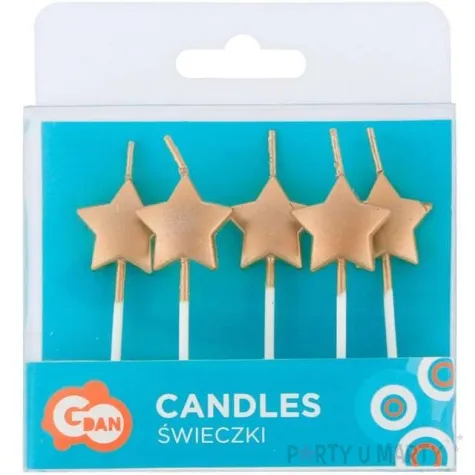 swieczki pikery gwiazdki rozowo zlote metaliczne godan 5 szt