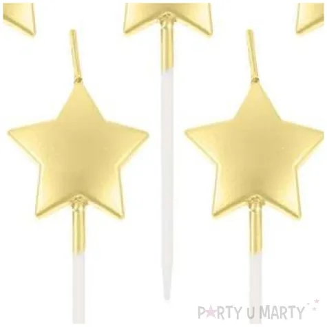 swieczki pikery gwiazdki zlote metaliczne godan 5 szt