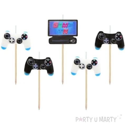 swieczki pikery konsola i pady game on mix godan 7 cm 5 szt