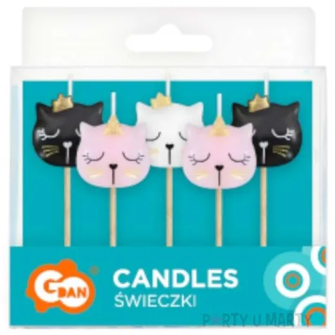 swieczki pikery kotek w koronie godan 5 szt