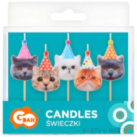 swieczki pikery kotki w czapeczkach godan 5 szt