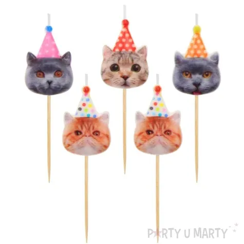 swieczki pikery kotki w czapeczkach godan 5 szt