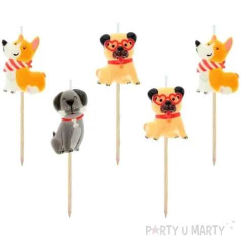 swieczki pikery psy wesole mix godan 7 5 cm 5 szt