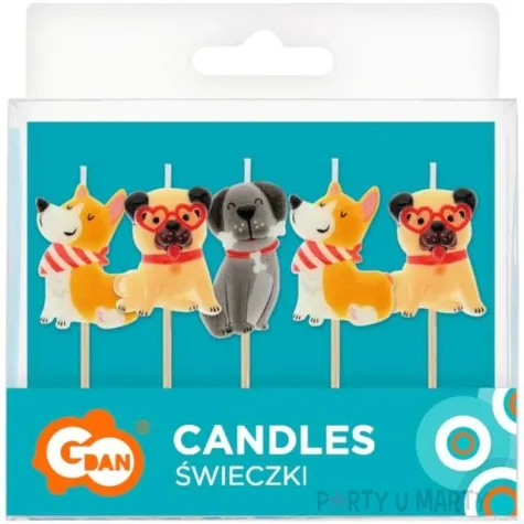 swieczki pikery psy wesole mix godan 7 5 cm 5 szt