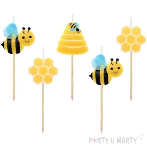 swieczki pikery pszczolki plastry miodu zolte godan 7 5 cm 5 szt