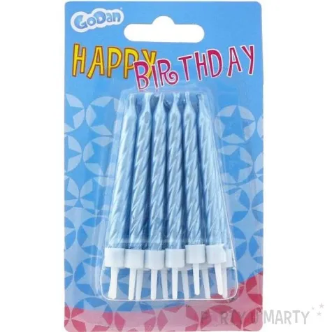 swieczki spiralne niebieskie godan 6 cm 12 szt