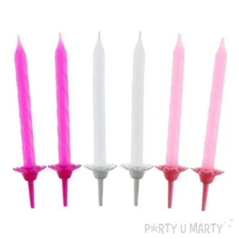 swieczki tortowe classic proste mix rozowy godan 6 cm 24 szt
