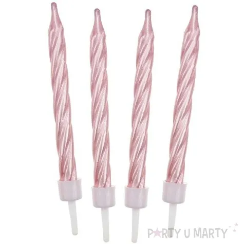 swieczki tortowe spiralne rozowe 6cm godan 12 szt