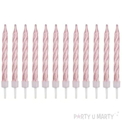 swieczki tortowe spiralne rozowe 6cm godan 12 szt