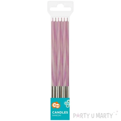 swieczki urodzinowe candy rozowy godan 15 cm 6 szt