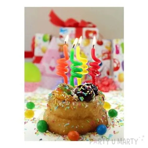 swieczki urodzinowe kolorowe spirale mix godan 4 szt