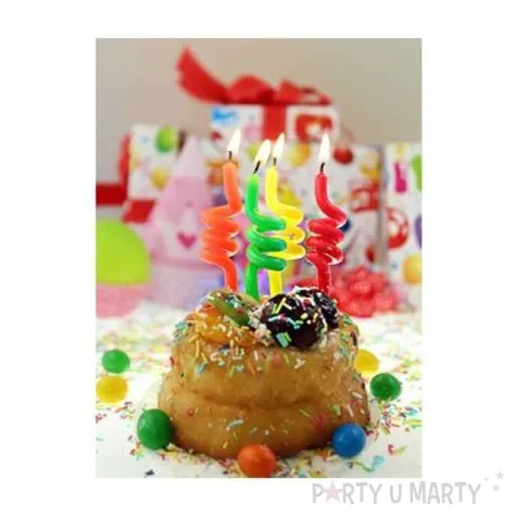 swieczki urodzinowe kolorowe spirale mix godan 4 szt