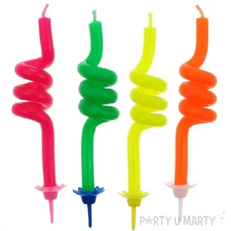 swieczki urodzinowe kolorowe spirale mix godan 4 szt