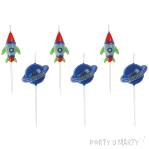 swieczki urodzinowe kosmos rakieta i saturn unique 6 szt