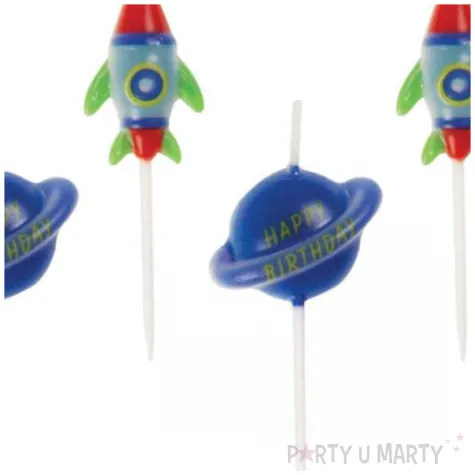 swieczki urodzinowe kosmos rakieta i saturn unique 6 szt