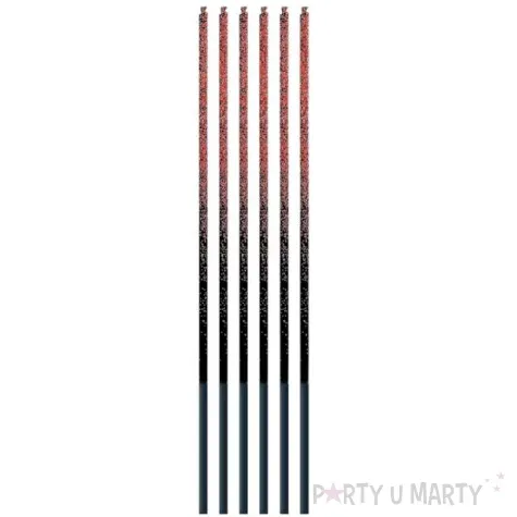 swieczki urodzinowe ombre czerwony brokat godan 6 szt