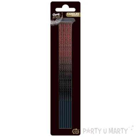 swieczki urodzinowe ombre czerwony brokat godan 6 szt