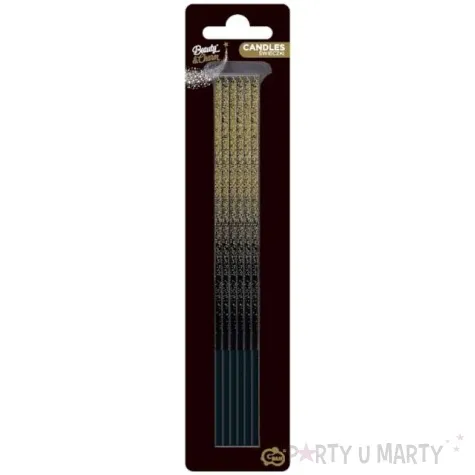 swieczki urodzinowe ombre zloty brokat godan 6 szt