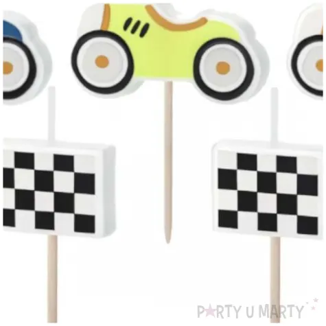 swieczki urodzinowe samochody wyscigowe mix partydeco 3 cm 5 szt