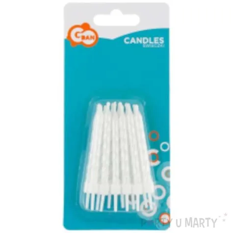 swieczki urodzinowe spiralne biale godan 12 szt