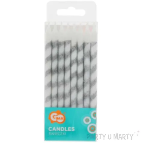 swieczki urodzinowe twister brokatowe srebrne godan 16 szt