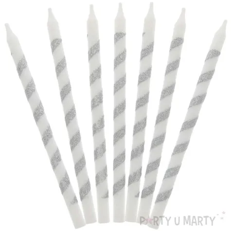 swieczki urodzinowe twister brokatowe srebrne godan 16 szt