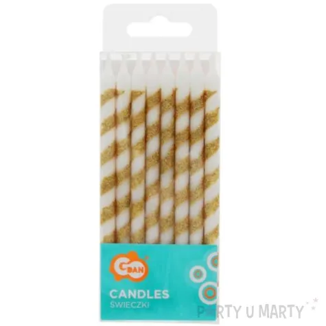 swieczki urodzinowe twister brokatowe zlote godan 16 szt