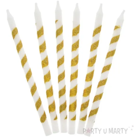 swieczki urodzinowe twister brokatowe zlote godan 16 szt