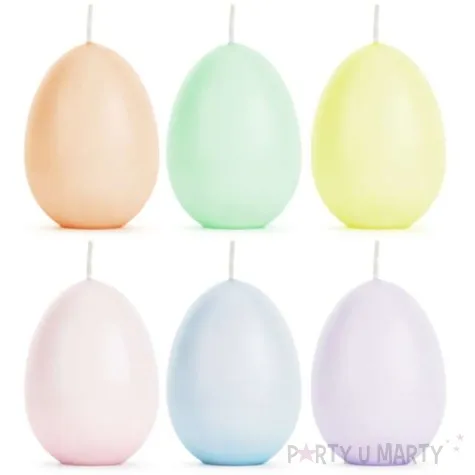 swieczki wielkanoc pastelowe jajka mix partydeco 70 mm 6 szt